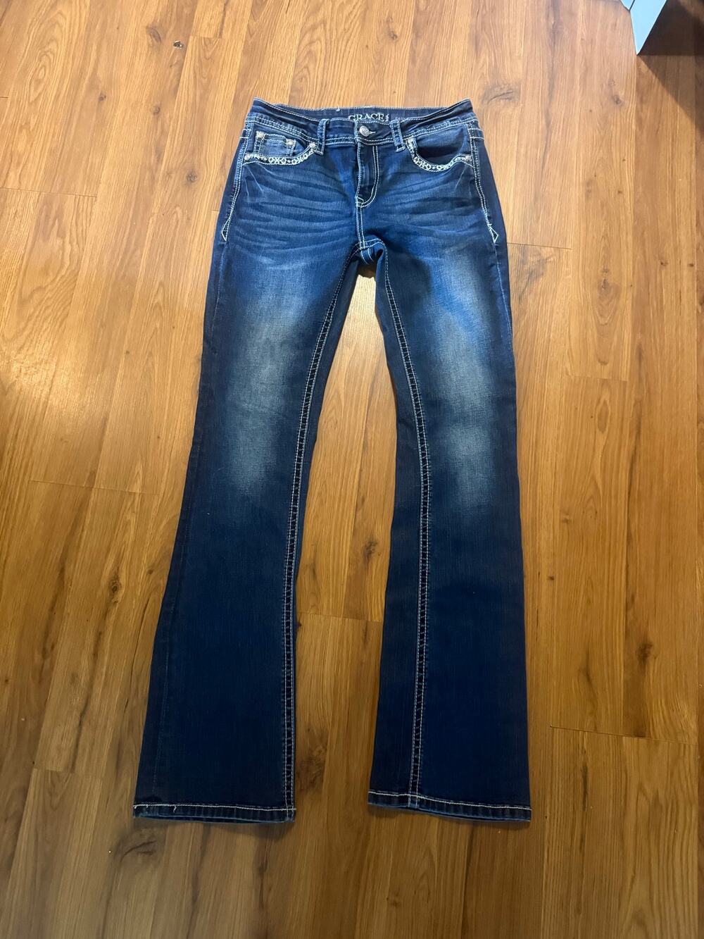 Grace in LA Easy Fit Cross NWOT Bootcut Jeans Bling Rhinestone Size 28